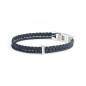Preview: Doppeltes blaues italienisches Nappalederarmband mit versilberter Oberfläche - Duo Blue